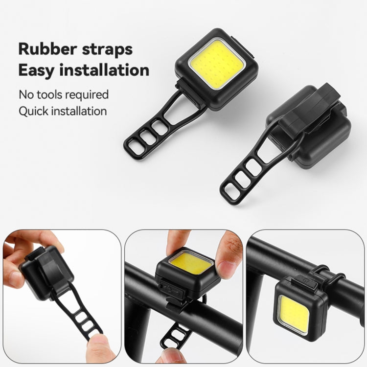 ไฟจักรยานภูเขา COB ขนาดเล็ก ชาร์จ USB กันน้ำ ไฟหน้าจักรยานสีขาว ไฟท้ายสีแดง ไฟหน้าสีขาว+ไฟท้ายสีแดง