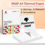 กระดาษพิมพ์ความร้อน 200 แผ่น สำหรับ Phomemo M08F ใช้ได้กับ MR.IN Brother Pocket Jet / MT800, กระดาษความร้อน A4, กระดาษความร้อนพับ A4, กระดาษความร้อนจดหมาย, กระดาษความร้อนพับจดหมาย