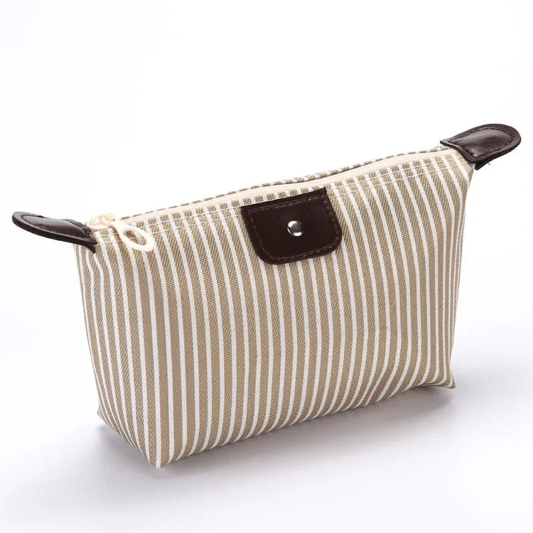 Striped Dumpling Cosmetic Bag Travel Folding Toiletry Bag