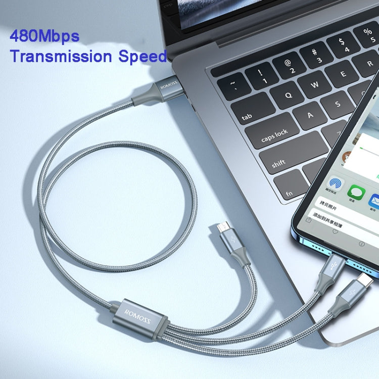 สาย ROMOSS CB25 3 in 1 3.5A 8 Pin + Micro USB + Type C/USB-C, ยาว 1 ม.