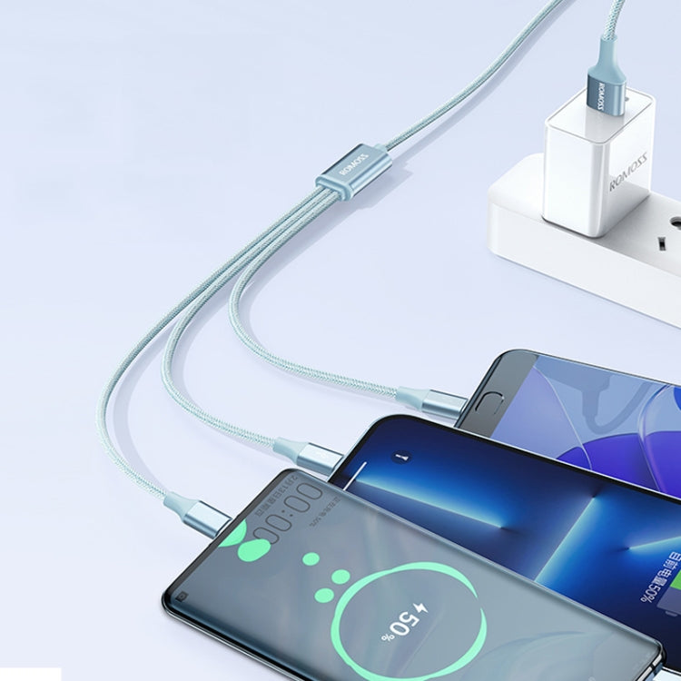 สาย ROMOSS CB25 3 in 1 3.5A 8 Pin + Micro USB + Type C/USB-C, ยาว 1 ม.