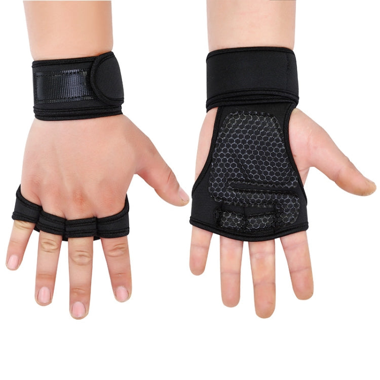 Weightlifting Dumbbell Horizontal Bar Anti-cocoon Anti-slip Wrist Fitness Four-finger Gloves, M, L, XL
