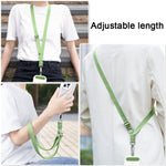 สายคล้องคอสำหรับโทรศัพท์มือถือ ปรับความกว้างได้ สีชาเขียว, น้ำเงินอัญมณี, ม่วงเข้ม, ส้ม, เงิน, ดำคลาสสิก