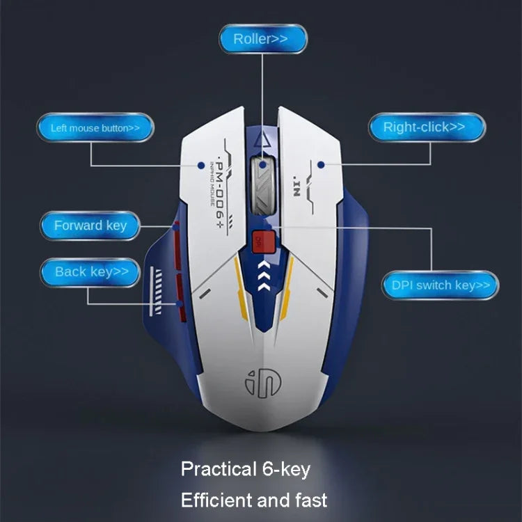 Inphic F9 Mecha เมาส์ไร้สายชาร์จได้ สำหรับออฟฟิศและเกม รุ่น F9 Mecha