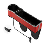 Car Seat Gap Storage Box Multifunctional Mobile Phone USB Charger, Standard Black, Standard Red, Standard Beige, Standard Brown, QC3.0 Black, QC3.0 Red, QC3.0 Beige, QC3.0 Brown