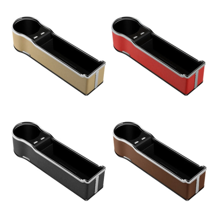 Car Seat Gap Storage Box Multifunctional Mobile Phone USB Charger, Standard Black, Standard Red, Standard Beige, Standard Brown, QC3.0 Black, QC3.0 Red, QC3.0 Beige, QC3.0 Brown
