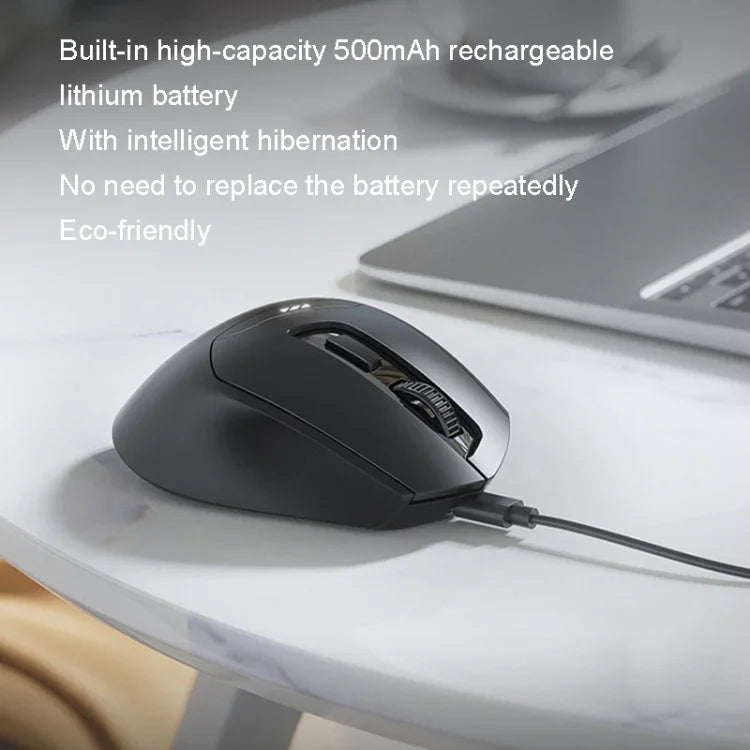 Inphic DR01 เมาส์ไร้สายบลูทูธ 3 โหมด ชาร์จได้ เงียบ เหมาะสำหรับออฟฟิศ เกม โน้ตบุ๊ก และใช้งานที่บ้าน รุ่น DR01 (สีดำ)