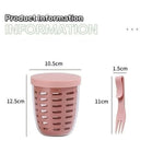 ถ้วยใส่ผลไม้และผักพร้อมฝาปิดและส้อม ขนาด 600 มล. กล่องสลัดปิดสนิท ป้องกันการรั่วไหล