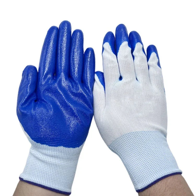 2pcs /Pair Work Safety Gloves Abrasion And Oil Resistant Nitrile Half Rubber Gloves