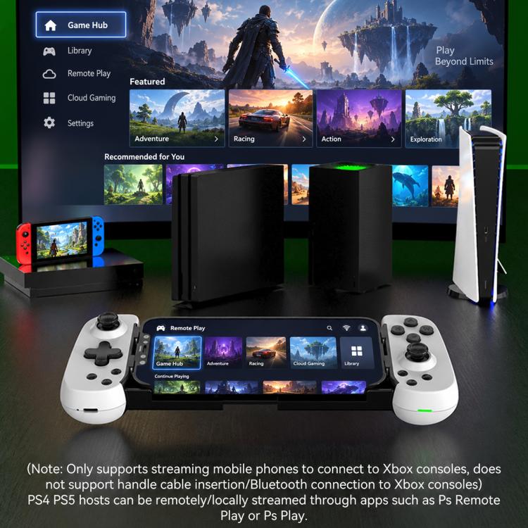 จอยเกมบลูทูธ D6 แบบหดได้ พร้อมระบบเซ็นเซอร์หกแกนสำหรับ Android/iPhone/Switch, D6 สีดำ, D6 สีขาวดำ, D6 สีขาวแดง