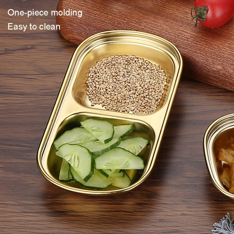 จานซอสสแตนเลสสี่เหลี่ยม สำหรับหม้อไฟ เครื่องปรุง ปิ้งย่าง มี 1 ช่อง (เงิน), 2 ช่อง (เงิน), 3 ช่อง (เงิน), 4 ช่อง (เงิน), 1 ช่อง (ทอง), 2 ช่อง (ทอง), 3 ช่อง (ทอง), 4 ช่อง (ทอง)
