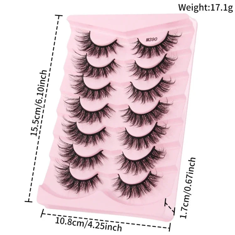 ขนตาปลอม 7 คู่/กล่อง ขนตาแฟลฟี่ธรรมชาติ 3D Mink ยาว รุ่น M390