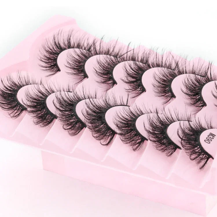 ขนตาปลอม 7 คู่/กล่อง ขนตาแฟลฟี่ธรรมชาติ 3D Mink ยาว รุ่น M390