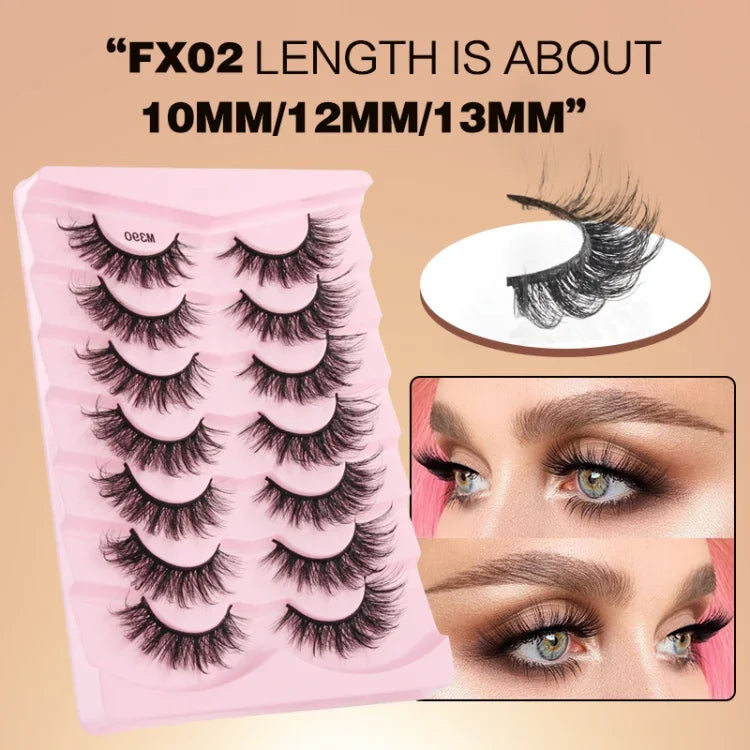 ขนตาปลอม 7 คู่/กล่อง ขนตาแฟลฟี่ธรรมชาติ 3D Mink ยาว รุ่น M390