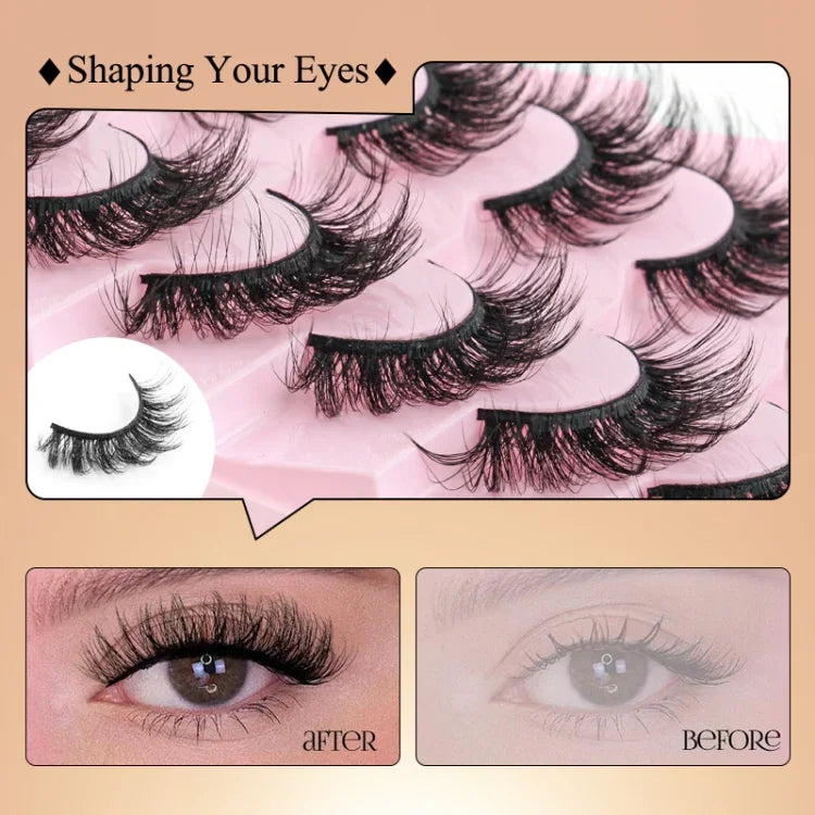 ขนตาปลอม 7 คู่/กล่อง ขนตาแฟลฟี่ธรรมชาติ 3D Mink ยาว รุ่น M390
