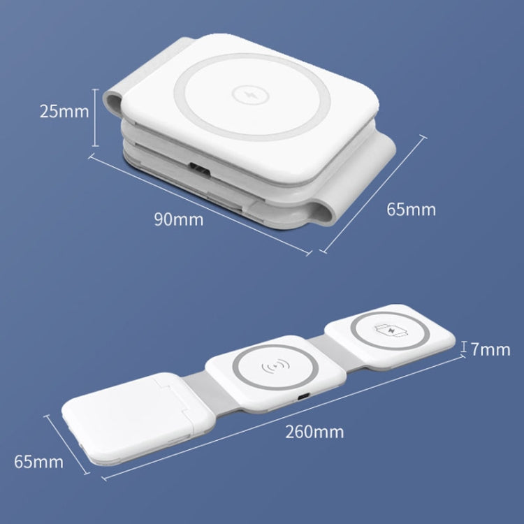 ที่ชาร์จไร้สายแม่เหล็กพับได้ 10-in-1 พร้อมกล่องเก็บสายและอะแดปเตอร์, BM3093 (สีขาว), BM3093