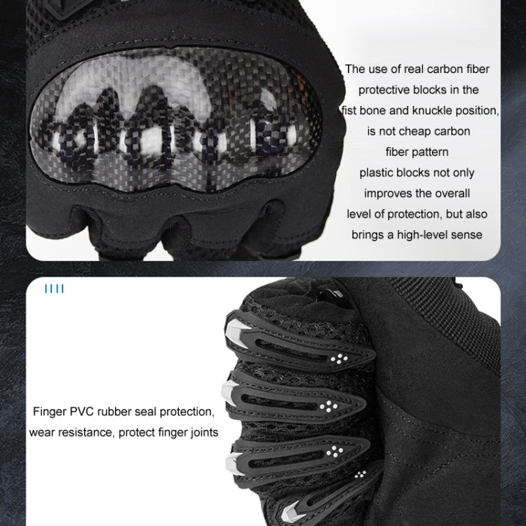 ถุงมือขี่มอเตอร์ไซค์ SOMAN ป้องกันการล้ม ระบายอากาศ กันลื่น ใยคาร์บอน ขนาด M, L, XL, XXL