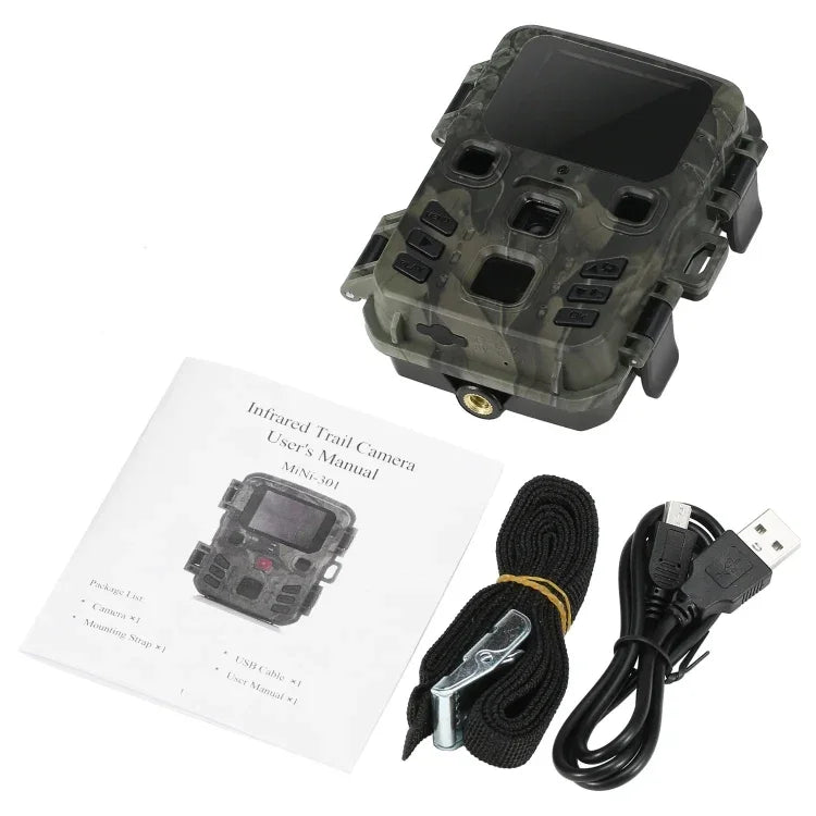 กล้องล่าสัตว์ติดตามเส้นทาง 20MP 1080P พร้อมการมองเห็นกลางคืน สำหรับถ่ายภาพสัตว์ป่า, MiNi301