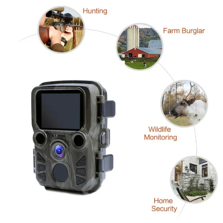 กล้องล่าสัตว์ติดตามเส้นทาง 20MP 1080P พร้อมการมองเห็นกลางคืน สำหรับถ่ายภาพสัตว์ป่า, MiNi301