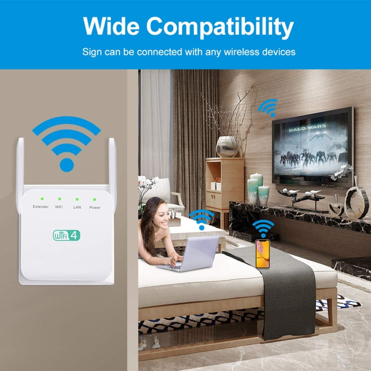 เครื่องขยายสัญญาณ Wi-Fi 2.4G 300M ระยะไกล รีพีตเตอร์สัญญาณไร้สาย, ปลั๊ก US สีขาว, ปลั๊ก EU สีขาว, ปลั๊ก UK สีขาว, ปลั๊ก US สีดำ, ปลั๊ก EU สีดำ, ปลั๊ก UK สีดำ