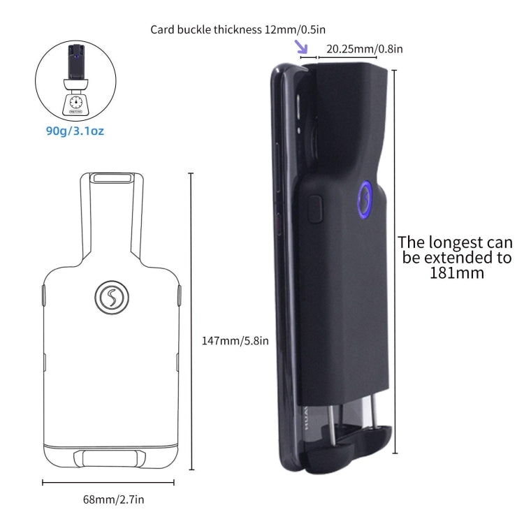 เครื่องสแกนบาร์โค้ด Bluetooth HC101D แบบ 2D พร้อมคลิปหนีบหลังสำหรับโทรศัพท์, สแกนกลาง 2D, สแกนข้าง 2D