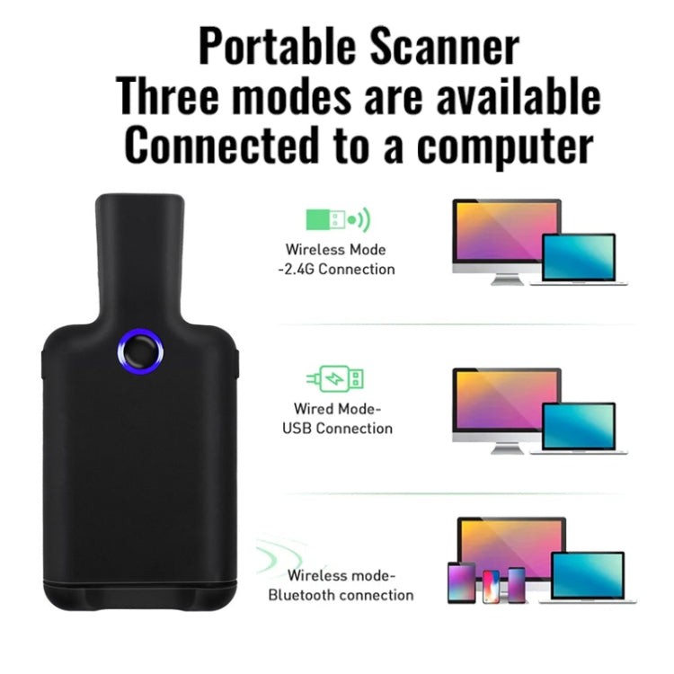 เครื่องสแกนบาร์โค้ด Bluetooth HC101D แบบ 2D พร้อมคลิปหนีบหลังสำหรับโทรศัพท์, สแกนกลาง 2D, สแกนข้าง 2D
