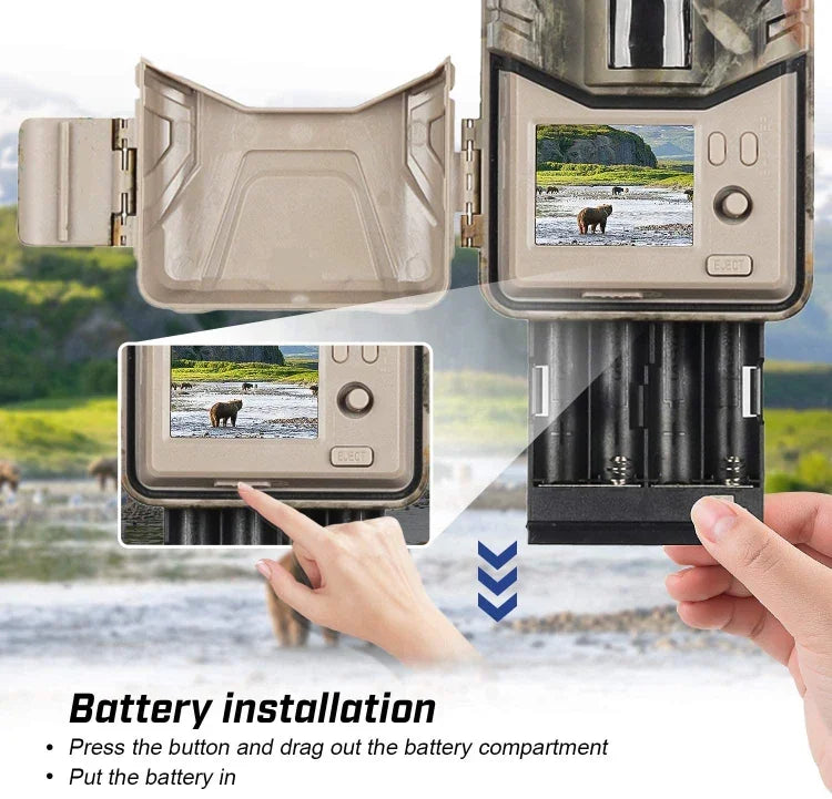 กล้องล่าสัตว์ติดตามเส้นทาง 20MP 2K พร้อมการมองเห็นกลางคืน 4G SMS MMS SMTP กล้องเฝ้าระวังเซลลูลาร์, HC-900LTE