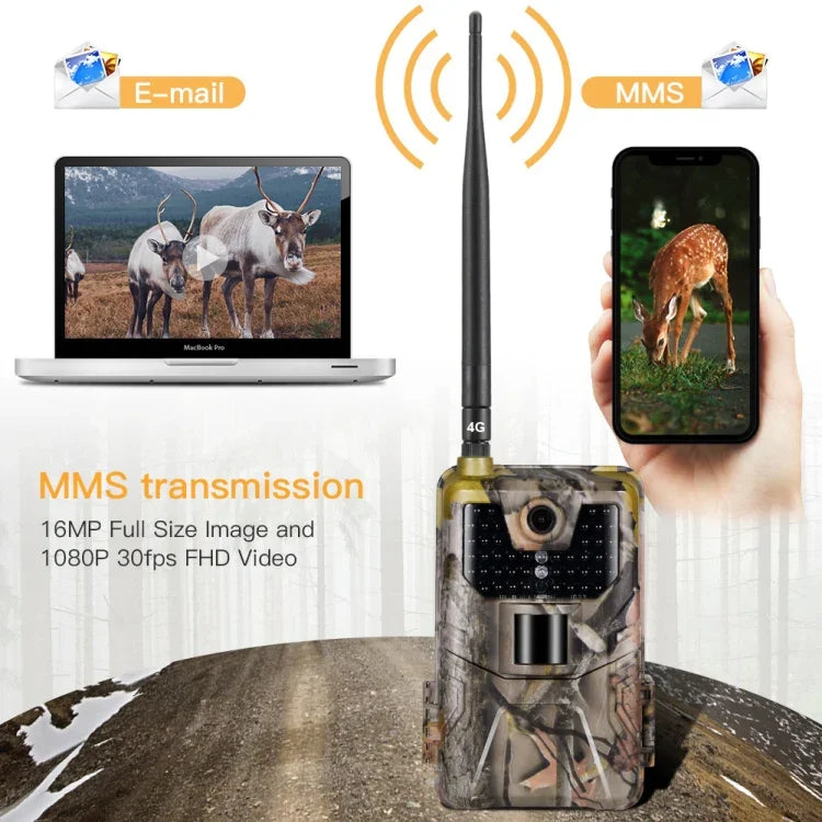 กล้องล่าสัตว์ติดตามเส้นทาง 20MP 2K พร้อมการมองเห็นกลางคืน 4G SMS MMS SMTP กล้องเฝ้าระวังเซลลูลาร์, HC-900LTE