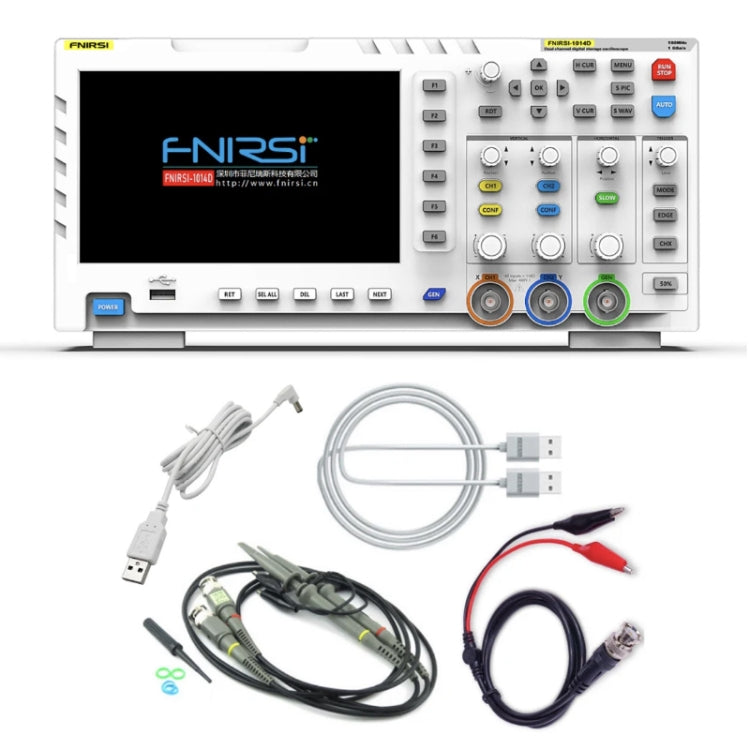 เครื่องวัดสัญญาณดิจิตอล FNIRSI 2 In 1 ช่องสัญญาณคู่ ความกว้างแบนด์วิดธ์ 100M, เครื่องกำเนิดสัญญาณ 1GS, ปลั๊ก EU, รุ่น 1014D, 1014D +P4100 Probe