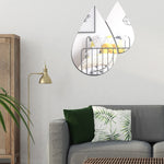 2pcs /Set Acrylic Water Drops Mirror Stereo Wall Stickers Living Room Bedroom Decorative Stickers Soft Mirror, Water Drops