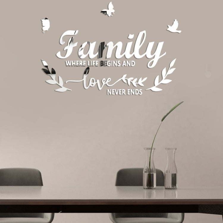 Acrylic Familylove Stereoscopic Mirror Wall Stickers Home Self-Adhesive Decorative Soft Mirror, Familylove