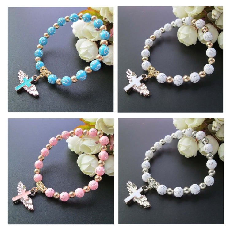 สร้อยข้อมือลูกปัดอะคริลิกรูปเทวดาชุบทอง, สีน้ำเงิน, ขาว, ชมพู, เงิน