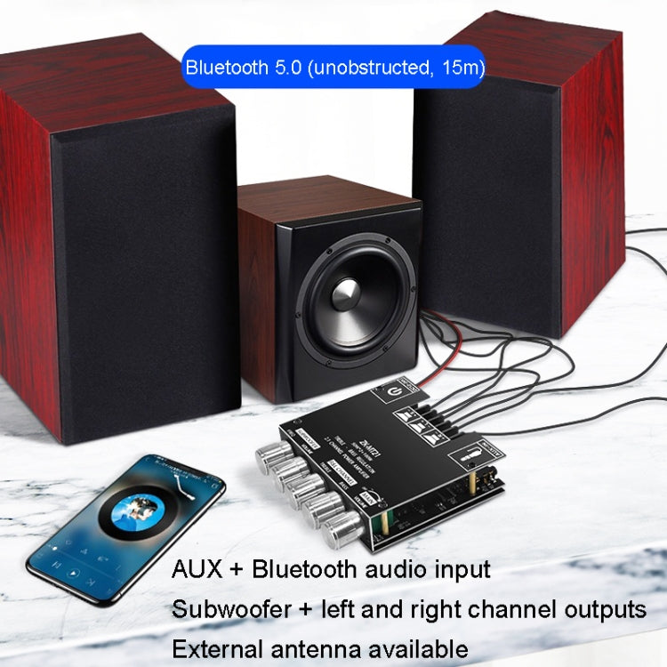 โมดูลแอมพลิฟายเออร์ดิจิตอล Bluetooth 2.1 ช่อง กำลังขับ 50W x 2 + 100W รุ่น ZK-MT21