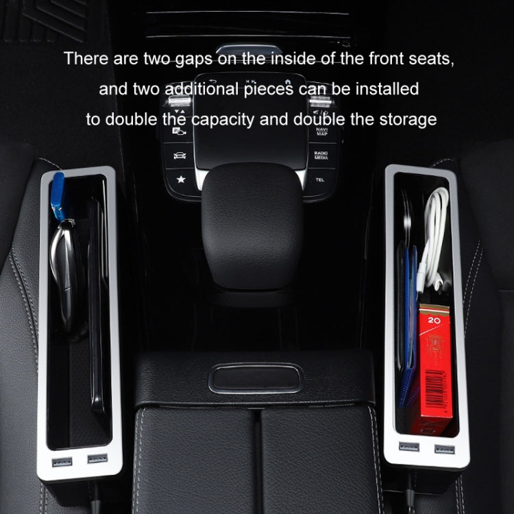 Car Seat Gap Storage Box with 2 USB Charging Port, Principal Driver Silver, Co-pilot Silver, Principal Driver Red, Co-pilot Red, Principal Driver Gray, Co-pilot Gray