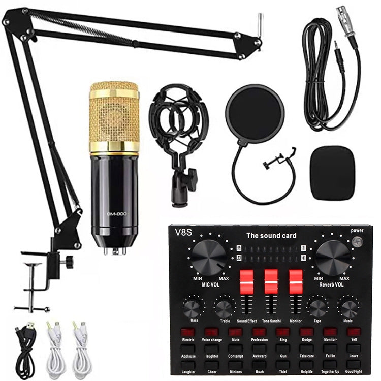 ไมโครโฟนคอนเดนเซอร์สำหรับสตูดิโอร้องเพลง ชุด BM800+V8S การ์ดเสียง, ชุด BM800+V8 การ์ดเสียง
