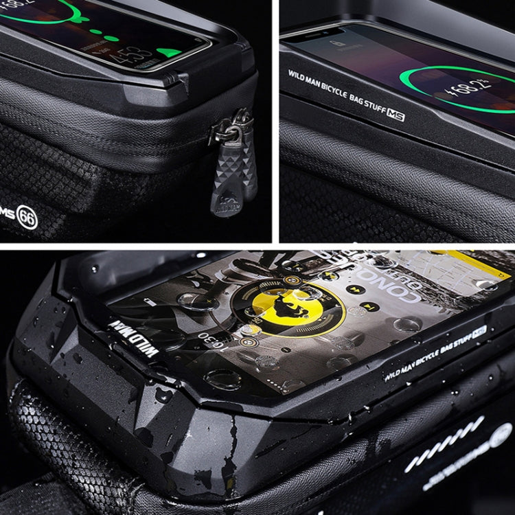 กระเป๋าหน้าคานจักรยาน EVA เปลือกแข็ง WILD MAN MS66 1.2 ลิตร พร้อมหน้าจอสัมผัสสำหรับโทรศัพท์ รุ่น MS66