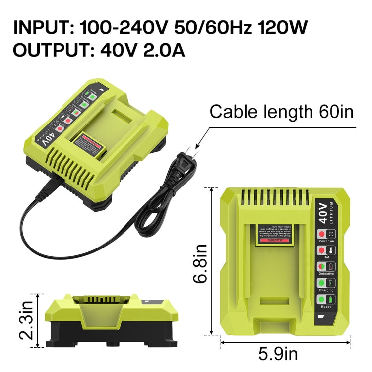 ที่ชาร์จแบตเตอรี่เครื่องตัดเครื่องมือ 36-40V สำหรับ RYOBI PO401 / PO403 / PO400, US, EU, UK, AU