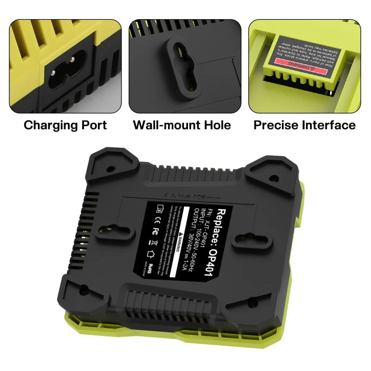 ที่ชาร์จแบตเตอรี่เครื่องตัดเครื่องมือ 36-40V สำหรับ RYOBI PO401 / PO403 / PO400, US, EU, UK, AU