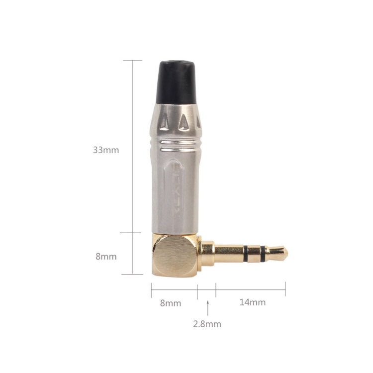 ปลั๊กเชื่อมสายหูฟังสเตอริโอ 3.5mm รูปตัว L มุม 90 องศา อัลลอยสังกะสี