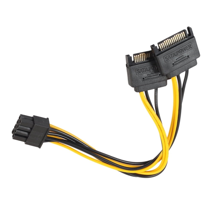 สายส่งไฟสำหรับการ์ดกราฟิก GPU ทองแดงเต็ม 8 พิน ตัวเมียเป็นสาย SATA 15 พินคู่สำหรับเมนบอร์ดคอมพิวเตอร์ ยาว 0.2 เมตร