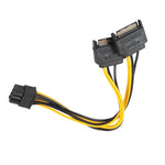สายส่งไฟสำหรับการ์ดกราฟิก GPU ทองแดงเต็ม 8 พิน ตัวเมียเป็นสาย SATA 15 พินคู่สำหรับเมนบอร์ดคอมพิวเตอร์ ยาว 0.2 เมตร