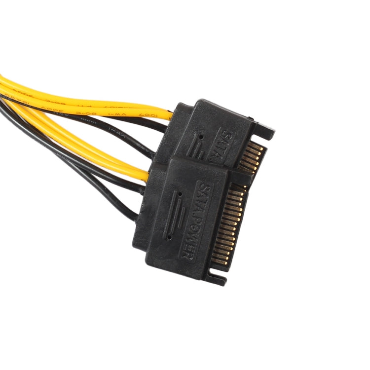 สายส่งไฟสำหรับการ์ดกราฟิก GPU ทองแดงเต็ม 8 พิน ตัวเมียเป็นสาย SATA 15 พินคู่สำหรับเมนบอร์ดคอมพิวเตอร์ ยาว 0.2 เมตร
