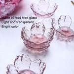 ชุดจานแก้วลายดอกซากุระ 5 ชิ้น/ชุด สำหรับใส่ซอสและจานเล็ก สีชมพู