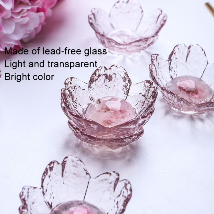 ชุดจานแก้วลายดอกซากุระ 5 ชิ้น/ชุด สำหรับใส่ซอสและจานเล็ก สีชมพู