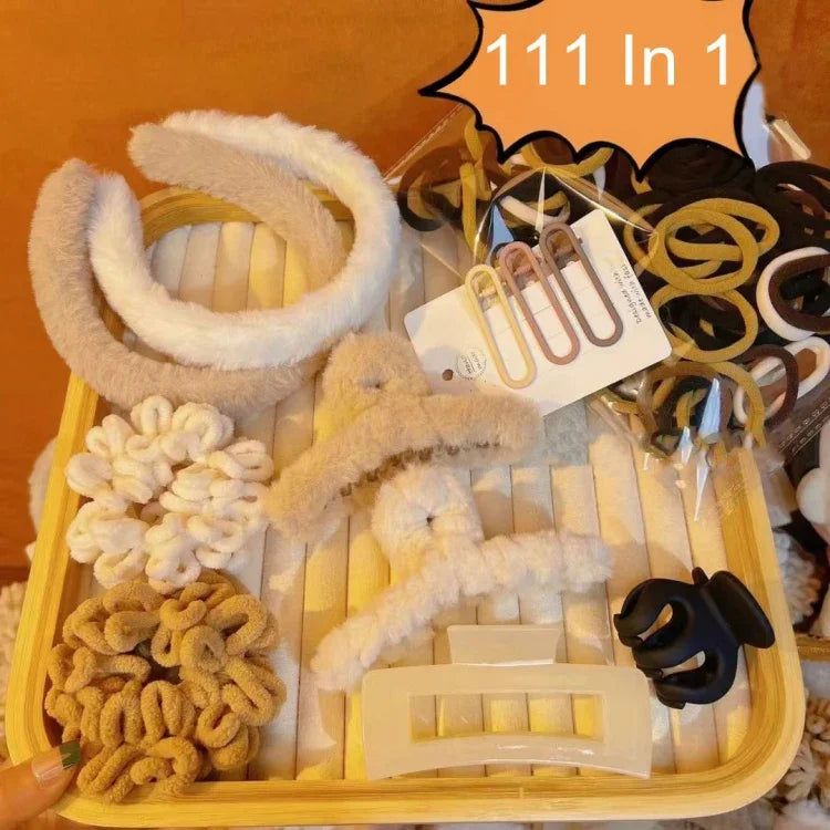ชุดเครื่องประดับผมรวม กิ๊บจับผม แหวนผม ผ้าคาดผมสไตล์เรียบง่าย 111 ชิ้นใน 1 ชุด, 31 ชิ้นใน 1 ชุด, 67 ชิ้นใน 1 ชุด
