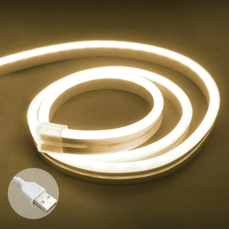 ชุดไฟเส้น LED นีออนซิลิโคนอ่อน USB 5V 2 เมตร, USB (สีชมพู), USB (สีวอร์ม), USB (สีน้ำเงิน)