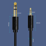 สายสัญญาณเสียง JINGHUA 3.5mm ถึง 6.5mm สำหรับแอมป์กีตาร์ 6.35mm, ความยาว 0.5m, 1.5m, 3m, 5m