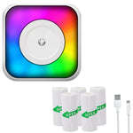 เครื่องพิมพ์บลูทูธพกพาแบบมินิ พร้อมไฟ RGB, เครื่องพิมพ์ฉลากเอกสารไร้หมึก, พร้อมกระดาษม้วน 1 ม้วน, พร้อมกระดาษม้วน 5 ม้วน, พร้อมสติกเกอร์ 5 ม้วน, พร้อมกระดาษ 5 แผ่น+สติกเกอร์ 5 แผ่น+กระดาษสี 3 แผ่น