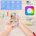 เครื่องพิมพ์บลูทูธพกพาแบบมินิ พร้อมไฟ RGB, เครื่องพิมพ์ฉลากเอกสารไร้หมึก, พร้อมกระดาษม้วน 1 ม้วน, พร้อมกระดาษม้วน 5 ม้วน, พร้อมสติกเกอร์ 5 ม้วน, พร้อมกระดาษ 5 แผ่น+สติกเกอร์ 5 แผ่น+กระดาษสี 3 แผ่น