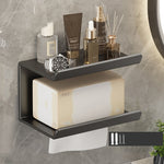 2 In 1 No-Punch Bathroom Shelf Household Paper Towel Cell Phone Toiletries Storage Rack
